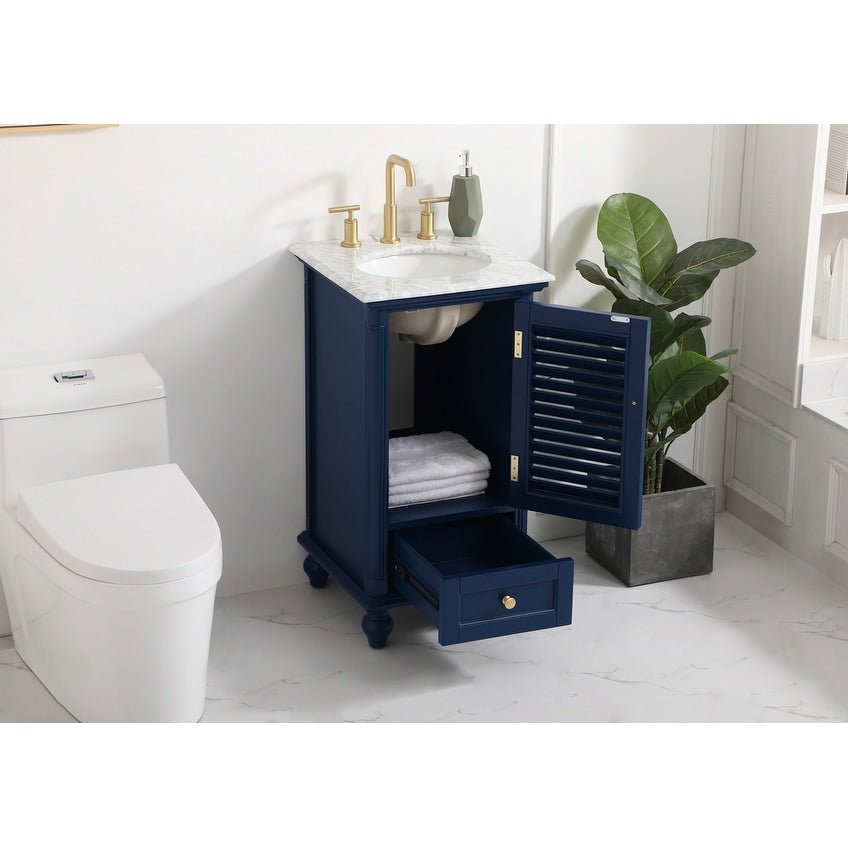 Rockland Coastal Bathroom Vanity Cabinet Set with Marble Top