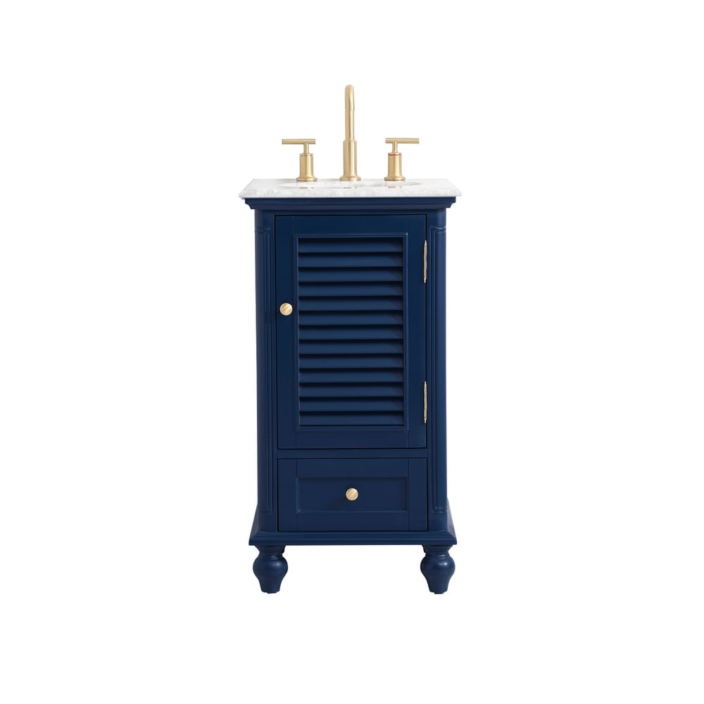 Rockland Coastal Bathroom Vanity Cabinet Set with Marble Top