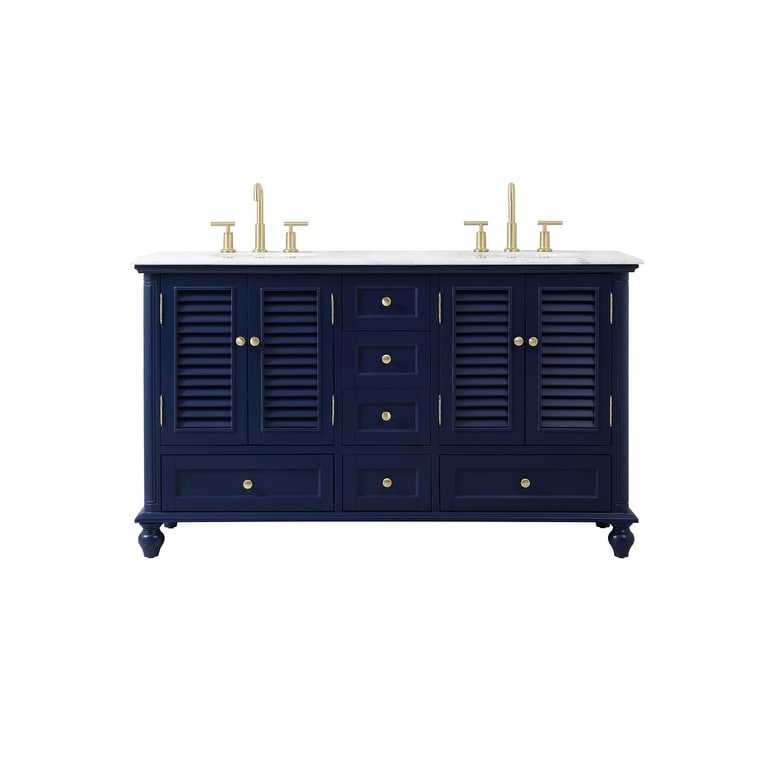 Rockland Coastal Bathroom Vanity Cabinet Set with Marble Top