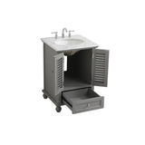 Rockland Coastal Bathroom Vanity Cabinet Set with Marble Top