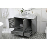 Rockland Coastal Bathroom Vanity Cabinet Set with Marble Top