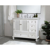 Rockland Coastal Bathroom Vanity Cabinet Set with Marble Top