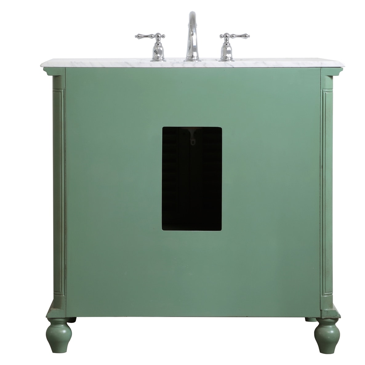 Rockland Coastal Bathroom Vanity Cabinet Set with Marble Top