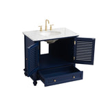 Rockland Coastal Bathroom Vanity Cabinet Set with Marble Top