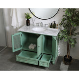 Rockland Coastal Bathroom Vanity Cabinet Set with Marble Top