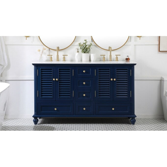 Rockland Coastal Bathroom Vanity Cabinet Set with Marble Top