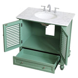 Rockland Coastal Bathroom Vanity Cabinet Set with Marble Top