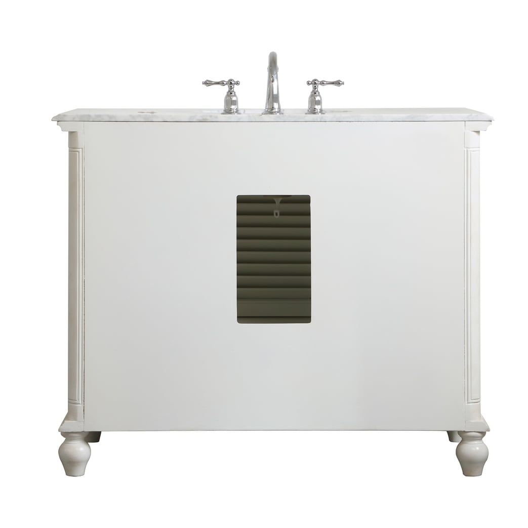 Rockland Coastal Bathroom Vanity Cabinet Set with Marble Top