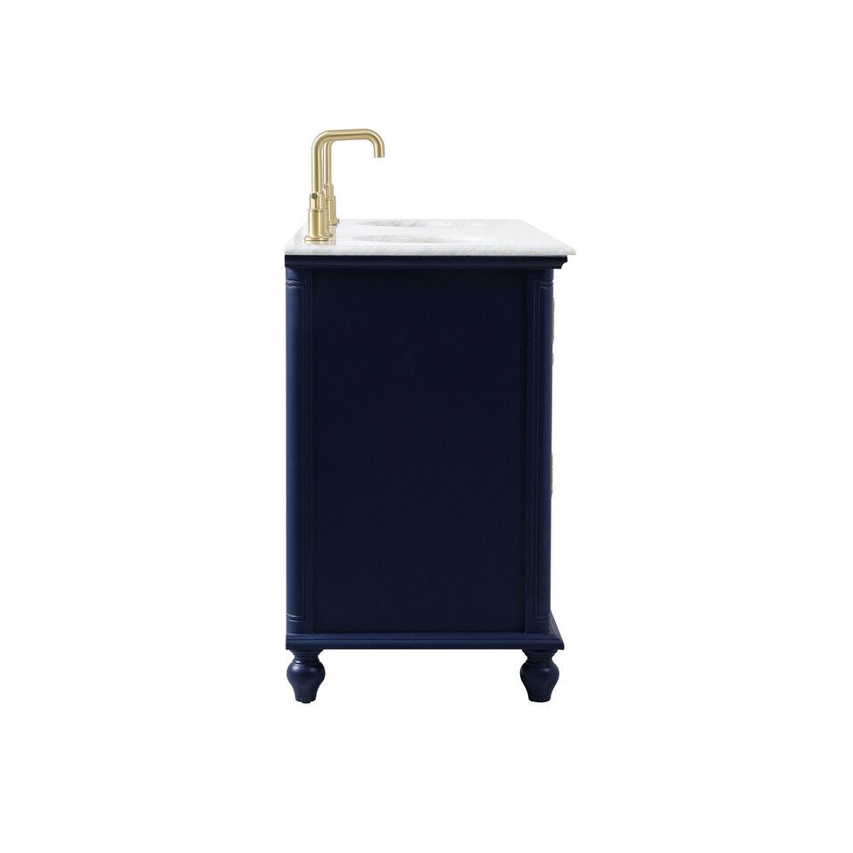Rockland Coastal Bathroom Vanity Cabinet Set with Marble Top
