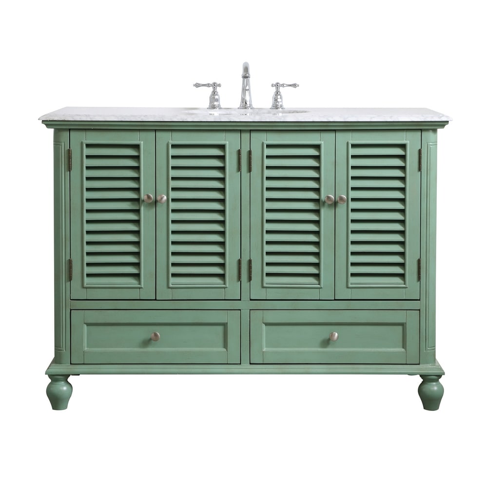 Rockland Coastal Bathroom Vanity Cabinet Set with Marble Top