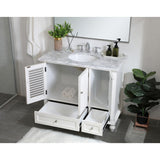 Rockland Coastal Bathroom Vanity Cabinet Set with Marble Top