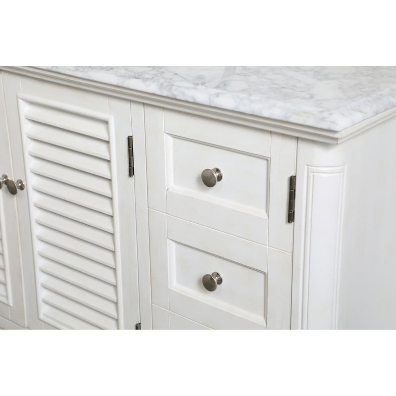 Rockland Coastal Bathroom Vanity Cabinet Set with Marble Top