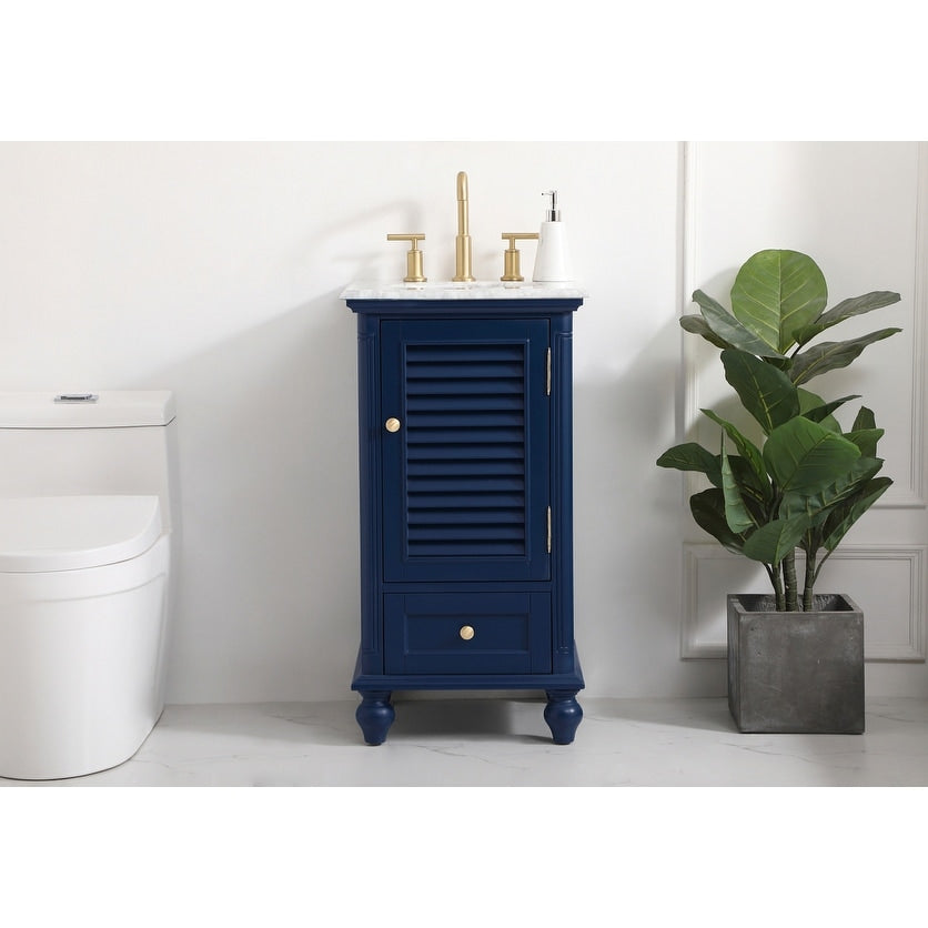 Rockland Coastal Bathroom Vanity Cabinet Set with Marble Top