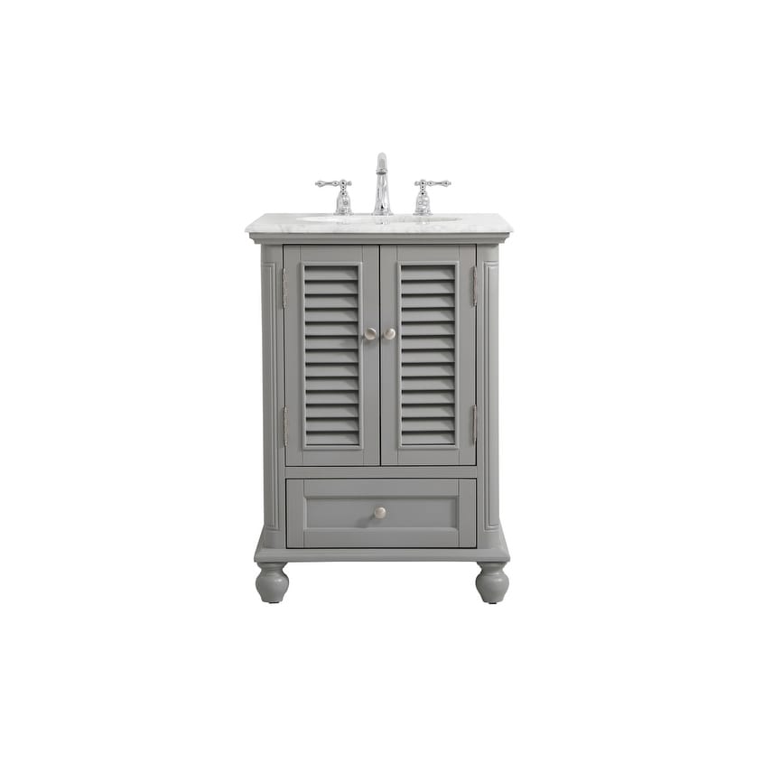 Rockland Coastal Bathroom Vanity Cabinet Set with Marble Top