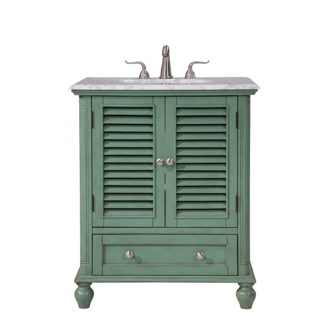 Rockland Coastal Bathroom Vanity Cabinet Set with Marble Top
