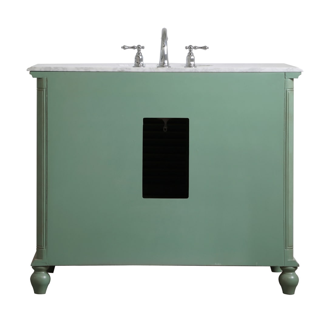 Rockland Coastal Bathroom Vanity Cabinet Set with Marble Top