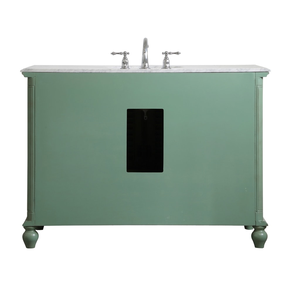Rockland Coastal Bathroom Vanity Cabinet Set with Marble Top