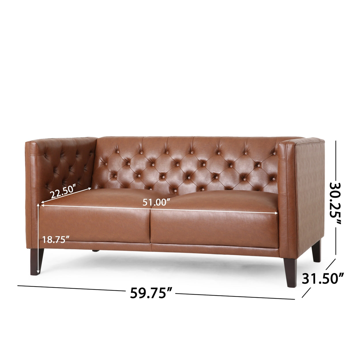 Rockney Upholstered Loveseat by Christopher Knight Home - 59.75" W x 31.50" D x 30.25" H