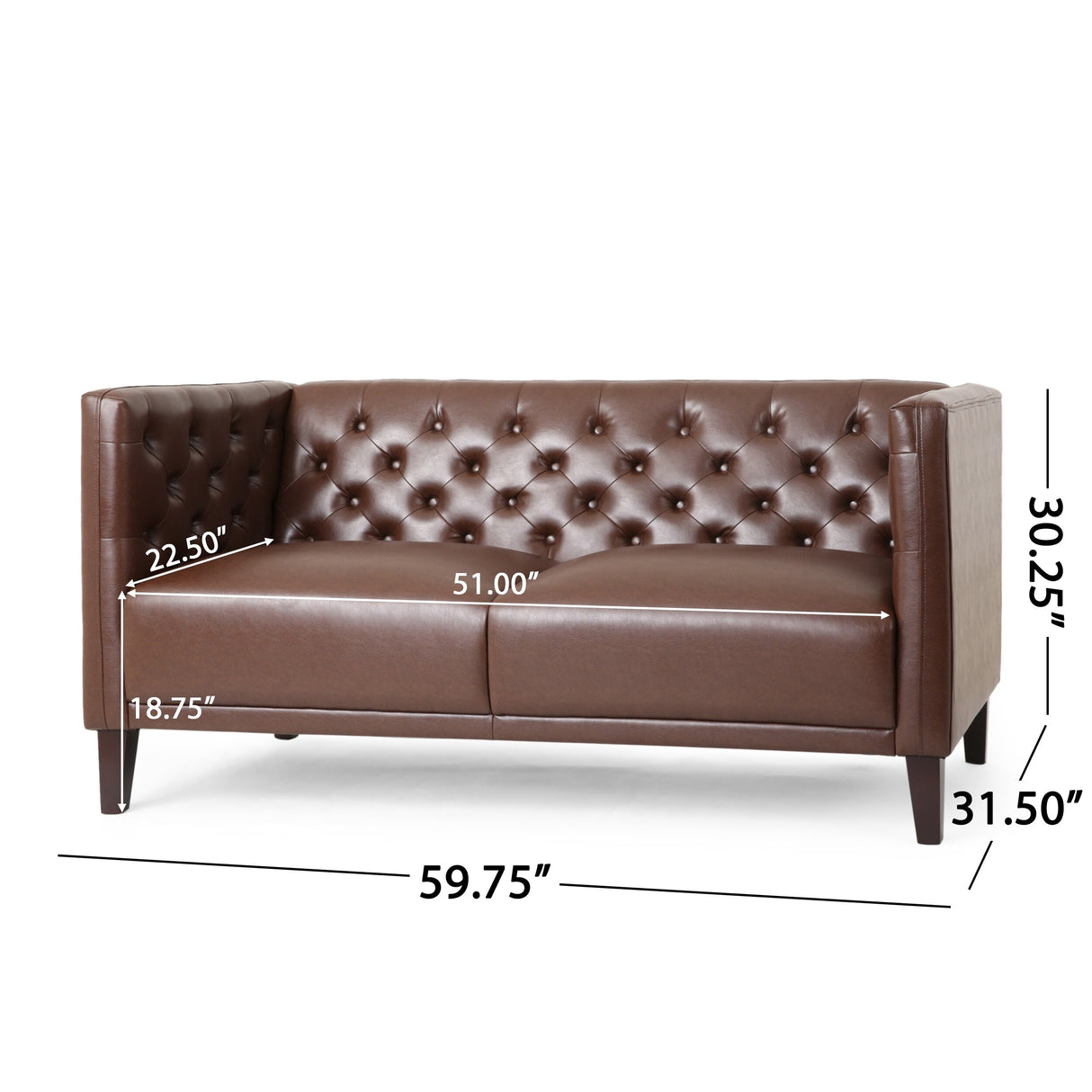Rockney Upholstered Loveseat by Christopher Knight Home - 59.75" W x 31.50" D x 30.25" H