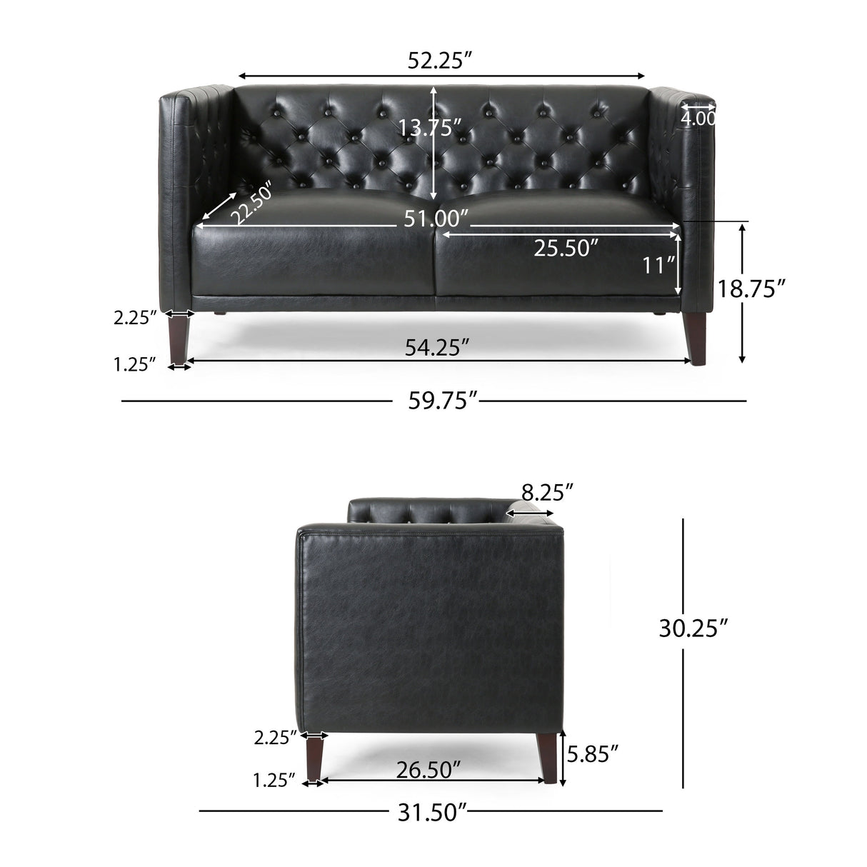 Rockney Upholstered Loveseat by Christopher Knight Home - 59.75" W x 31.50" D x 30.25" H