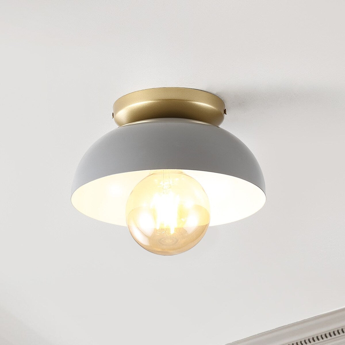 Rodanthe 8.5" 1-Light Classic Industrial Iron LED Flush Mount, by JONATHAN Y