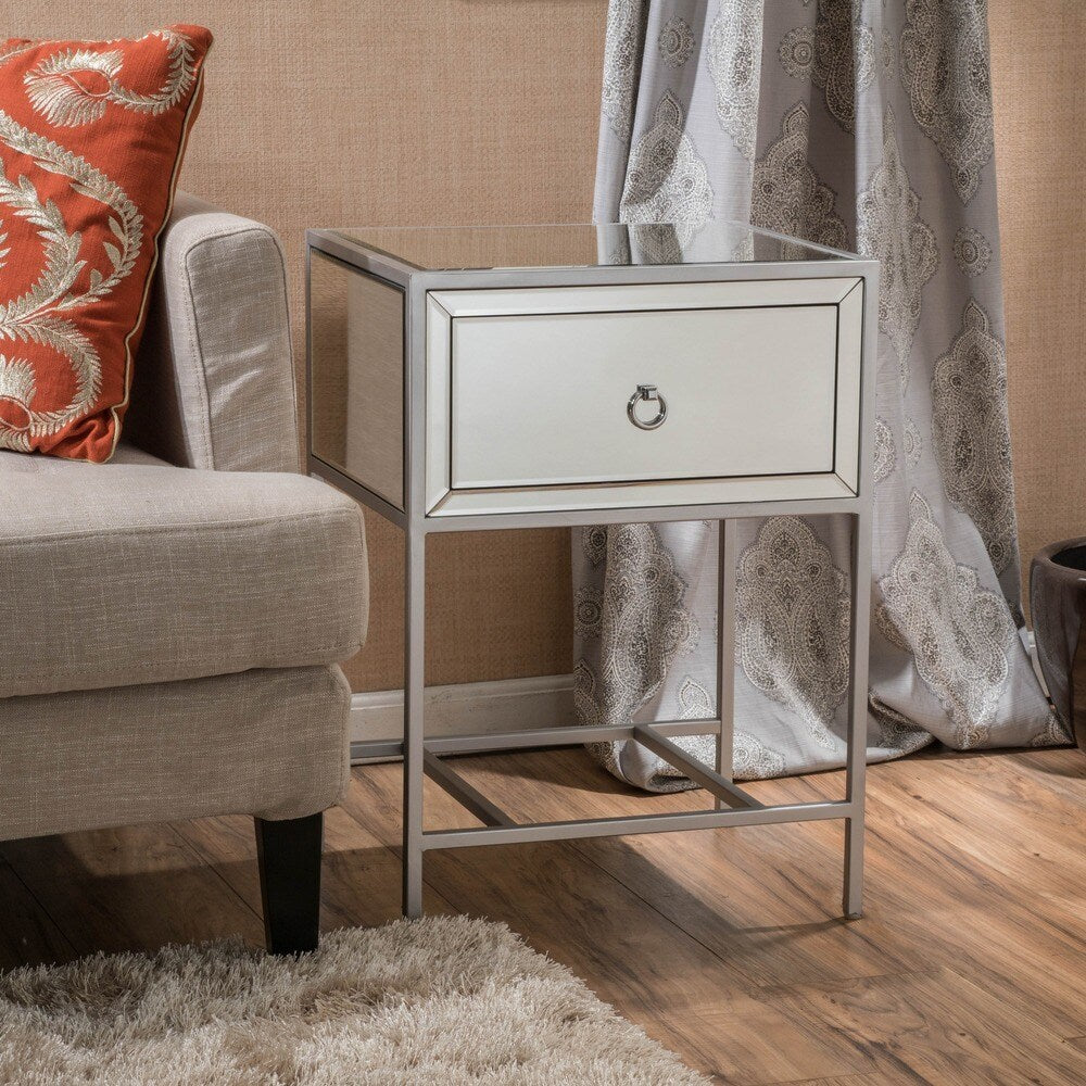 Rodeo Single-drawer Mirrored End Table by Christopher Knight Home - 15.75"L x 19"W x 26.25"H
