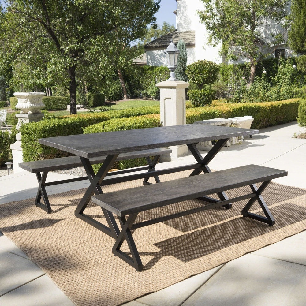 Rolando Outdoor 3-piece Aluminum Picnic Dining Set by Christopher Knight Home