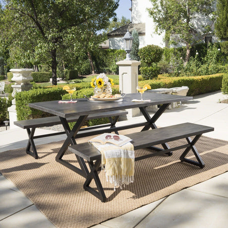Rolando Outdoor 3-piece Aluminum Picnic Dining Set by Christopher Knight Home