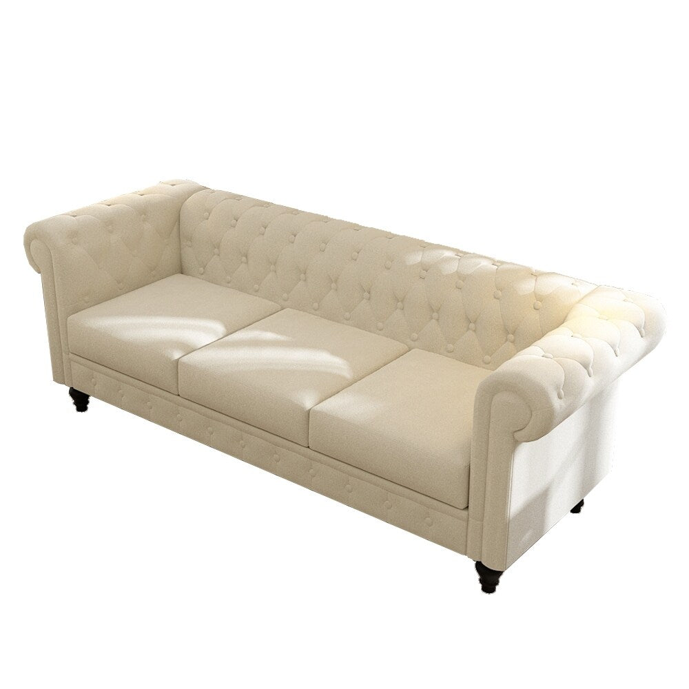 Rolled Arm Velvet Chesterfield Sofa Solid Wood Legs