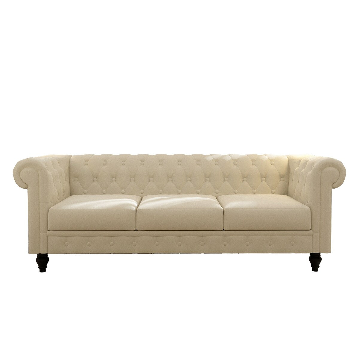 Rolled Arm Velvet Chesterfield Sofa Solid Wood Legs