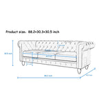 Rolled Arm Velvet Chesterfield Sofa Solid Wood Legs