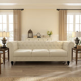 Rolled Arm Velvet Chesterfield Sofa Solid Wood Legs
