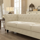 Rolled Arm Velvet Chesterfield Sofa Solid Wood Legs