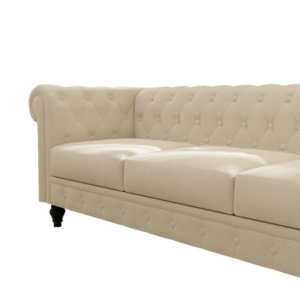 Rolled Arm Velvet Chesterfield Sofa Solid Wood Legs
