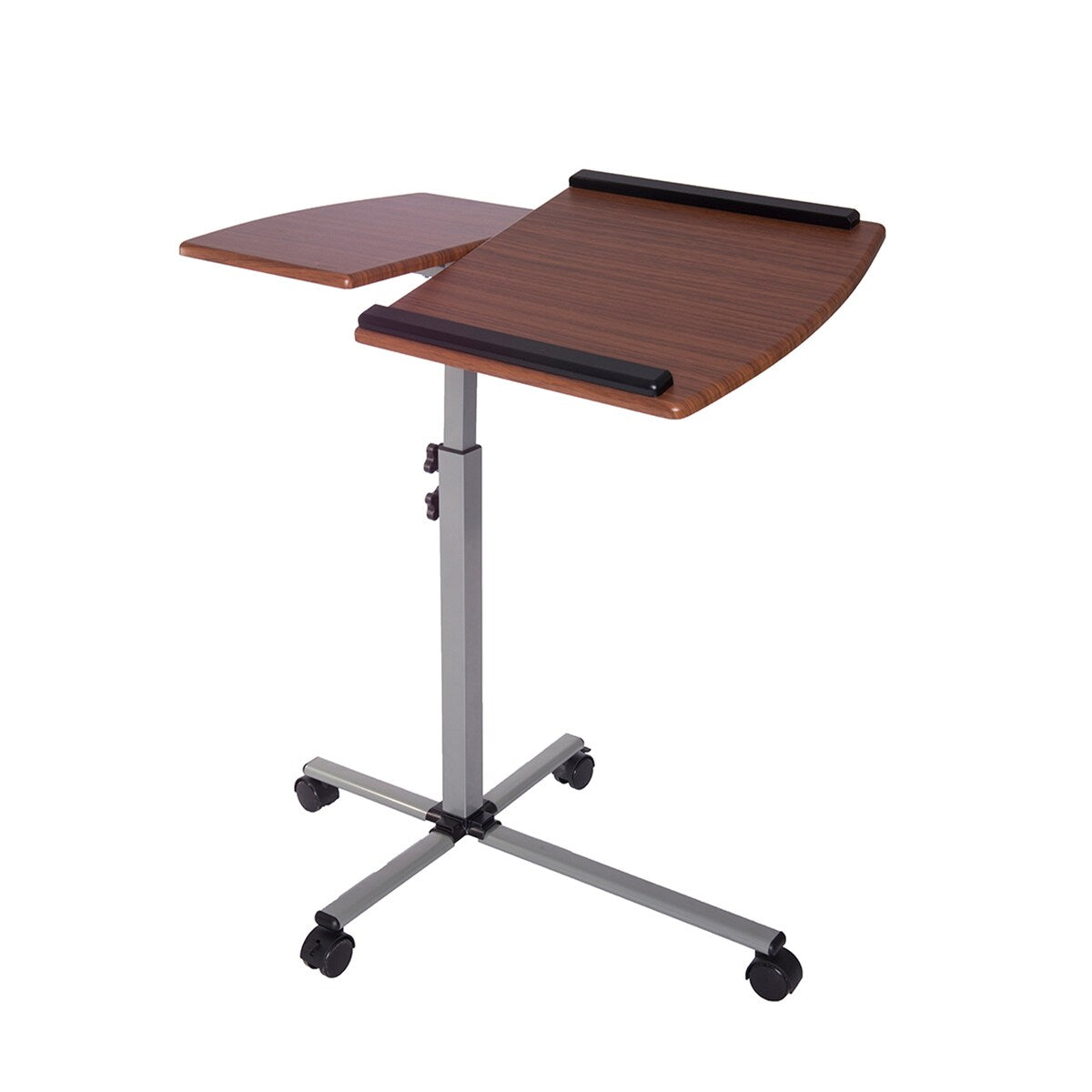 Rolling Adjustable Laptop Cart, Mahogany