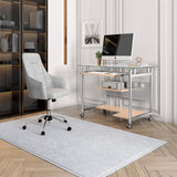 Rolling Computer Desk, Glass and Silver