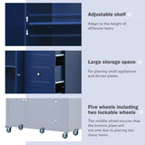 Rolling Mobile Kitchen Island with Solid Wood Top and Locking Wheels,52.7 Inch Width,Storage Cabinet and Drop Leaf Breakfast Bar
