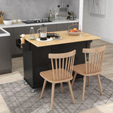 Rolling Mobile Kitchen Island with Solid Wood Top and Locking Wheels,52.7 Inch Width,Storage Cabinet and Drop Leaf Breakfast Bar
