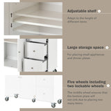 Rolling Mobile Kitchen Island with Solid Wood Top and Locking Wheels,52.7 Inch Width,Storage Cabinet and Drop Leaf Breakfast Bar