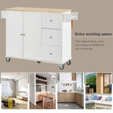 Rolling Mobile Kitchen Island with Solid Wood Top and Locking Wheels,52.7 Inch Width,Storage Cabinet and Drop Leaf Breakfast Bar