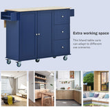Rolling Mobile Kitchen Island with Solid Wood Top and Locking Wheels,52.7 Inch Width,Storage Cabinet and Drop Leaf Breakfast Bar