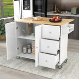 Rolling Mobile Kitchen Island with Solid Wood Top and Locking Wheels,52.7 Inch Width,Storage Cabinet and Drop Leaf Breakfast Bar