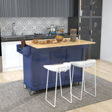 Rolling Mobile Kitchen Island with Solid Wood Top and Locking Wheels,52.7 Inch Width,Storage Cabinet and Drop Leaf Breakfast Bar
