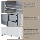 Rolling Mobile Kitchen Island with Solid Wood Top and Locking Wheels,52.7 Inch Width,Storage Cabinet and Drop Leaf Breakfast Bar