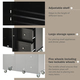 Rolling Mobile Kitchen Island with Solid Wood Top and Locking Wheels,52.7 Inch Width,Storage Cabinet and Drop Leaf Breakfast Bar