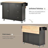 Rolling Mobile Kitchen Island with Solid Wood Top and Locking Wheels,52.7 Inch Width,Storage Cabinet and Drop Leaf Breakfast Bar