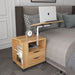 Rolling Nightstand with Swivel Top, Wooden Height Adjustable End Table Laptop Table with Drawers and Open Shelf