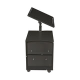 Rolling Nightstand with Swivel Top, Wooden Height Adjustable End Table Laptop Table with Drawers and Open Shelf