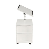Rolling Nightstand with Swivel Top, Wooden Height Adjustable End Table Laptop Table with Drawers and Open Shelf
