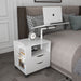 Rolling Nightstand with Swivel Top, Wooden Height Adjustable End Table Laptop Table with Drawers and Open Shelf